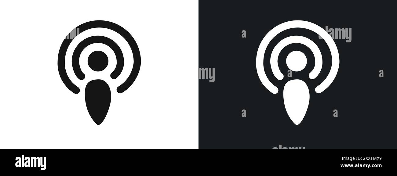 Podcast Icon linear vector graphics sign or symbol set for web app ui Stock Vector