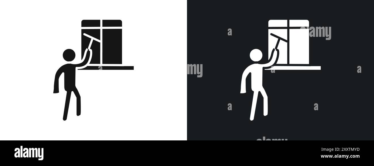 Windows cleaning icon linear vector graphics sign or symbol set for web app ui Stock Vector