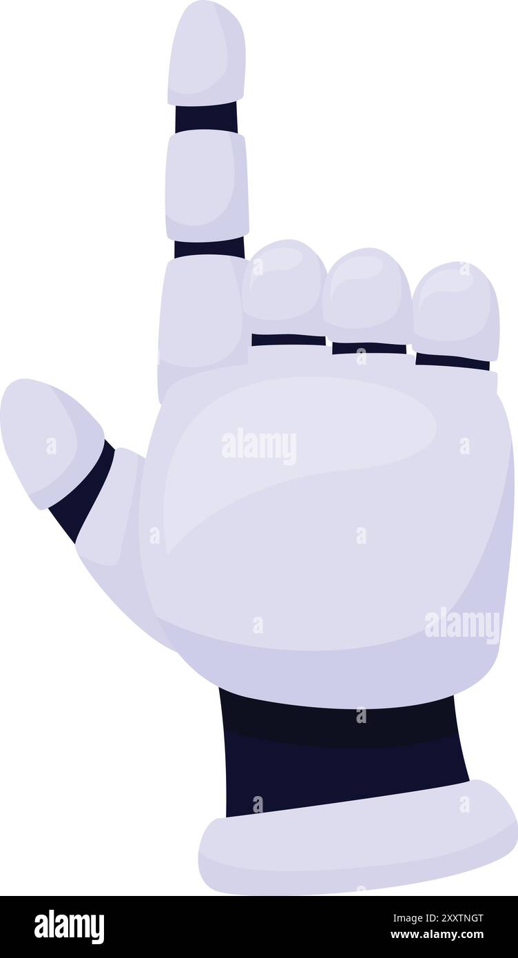 Robotic hand with its index finger pointing upward Stock Vector