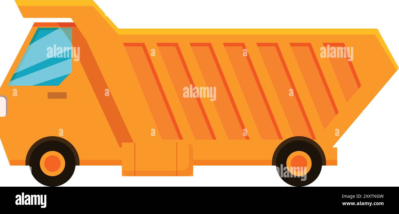 Orange tipper truck is transporting building materials Stock Vector ...