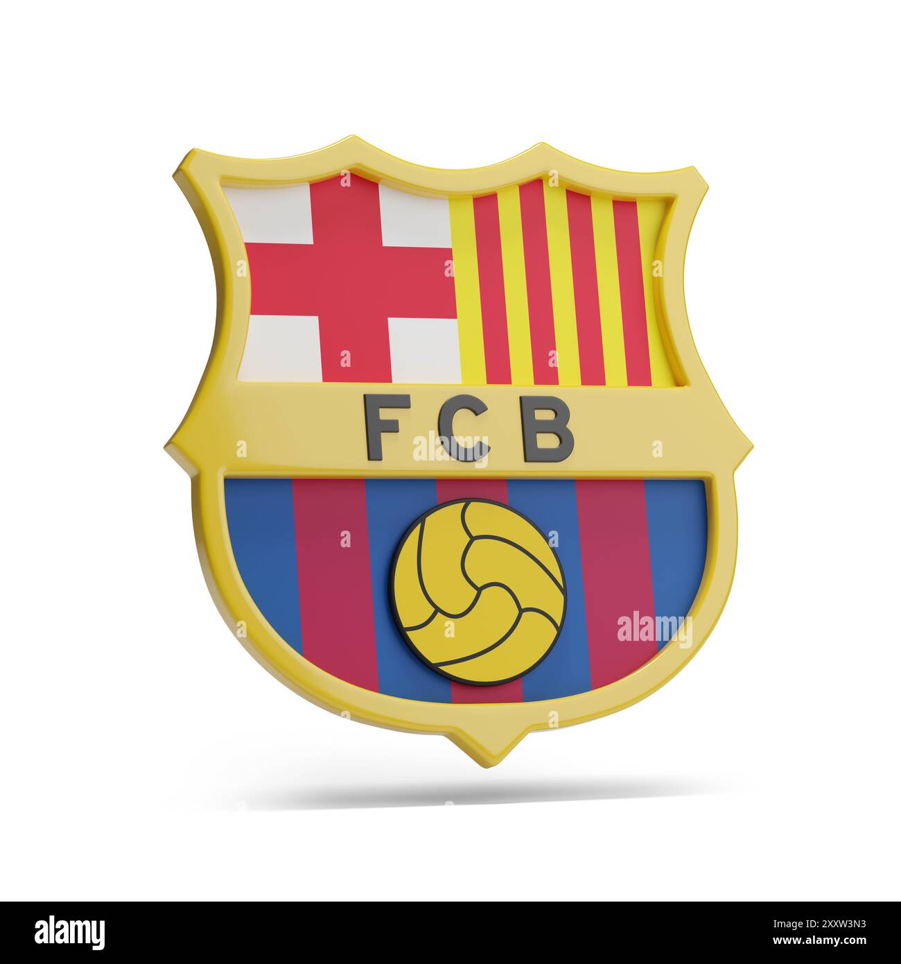 Buenos Aires, Argentina - August 26th, 2024: Barcelona football club shield. 3d illustration. Stock Photo