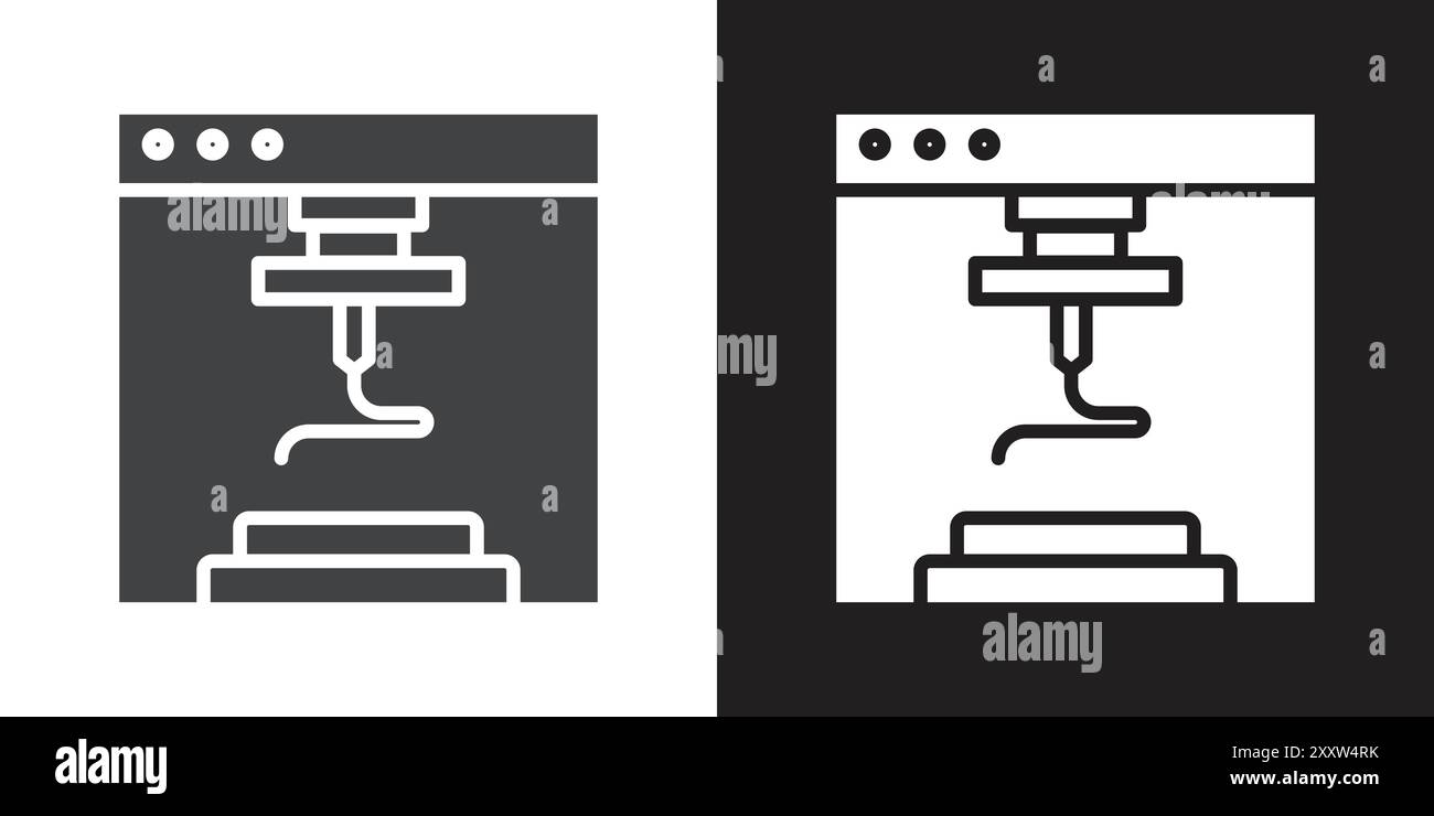 3d printer icon Flat set in black and white color outline vector Stock Vector