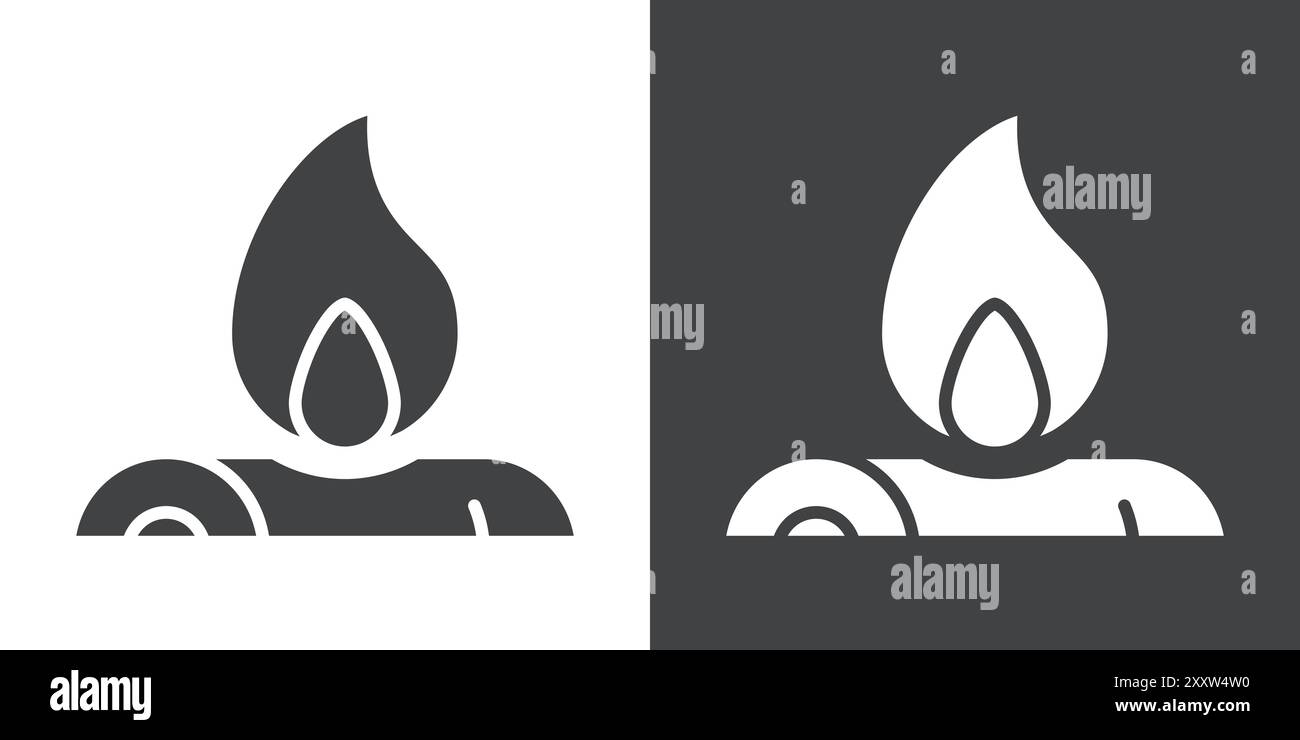 Campfire icon Flat set in black and white color outline vector Stock ...