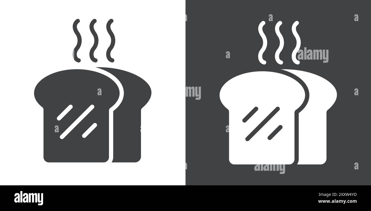 bread slices icon Flat set in black and white color outline vector ...