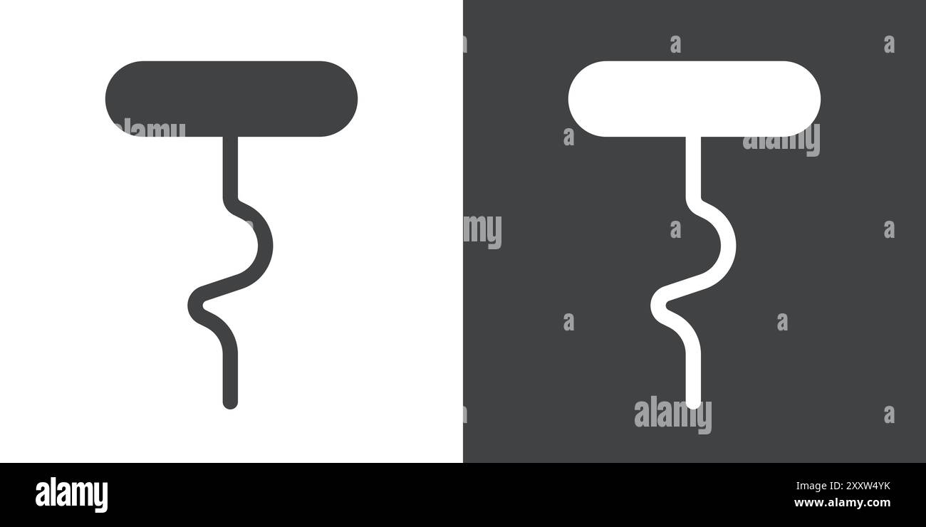 Corkscrew icon Flat set in black and white color outline vector Stock Vector