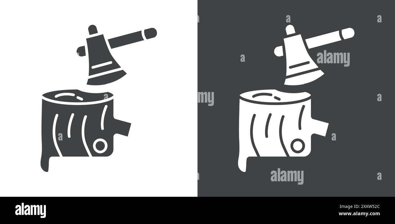 Deforestation icon Flat set in black and white color outline vector ...