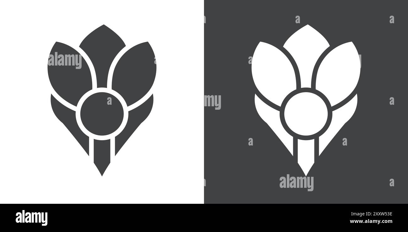Crocus Icon Flat set in black and white color outline vector Stock Vector