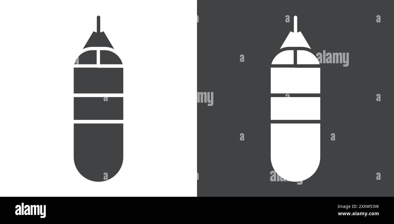 Boxing punch bag icon Flat set in black and white color outline vector Stock Vector