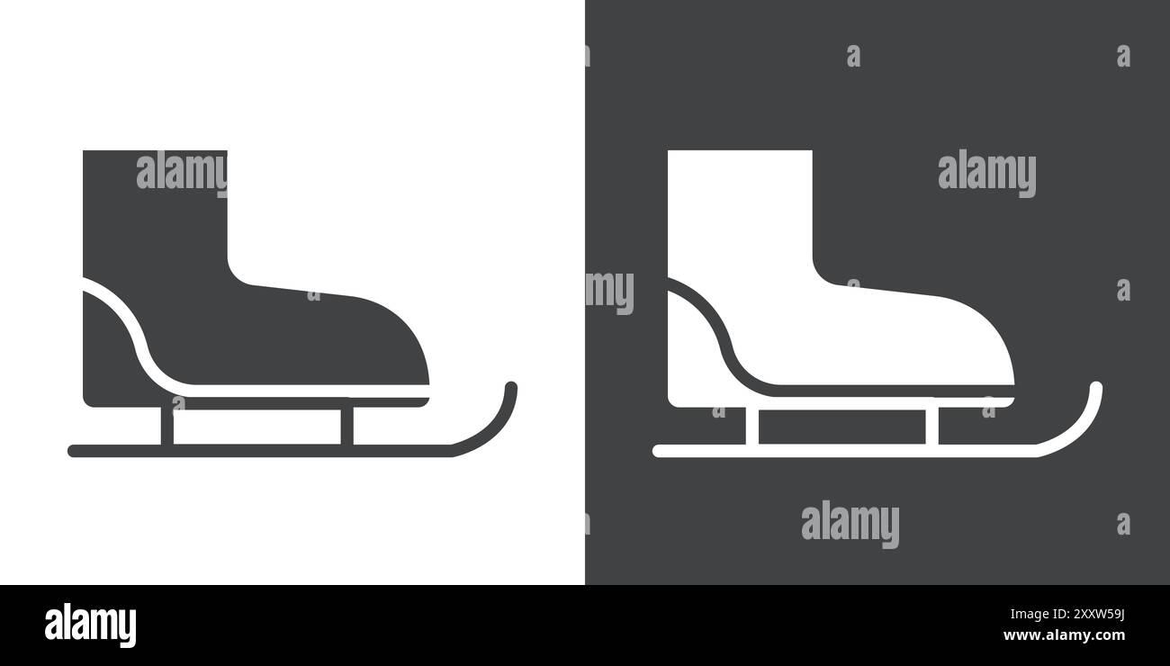 Ice skates icon Flat set in black and white color outline vector Stock ...