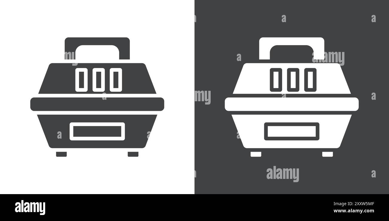 Pet cage icon Flat set in black and white color outline vector Stock ...