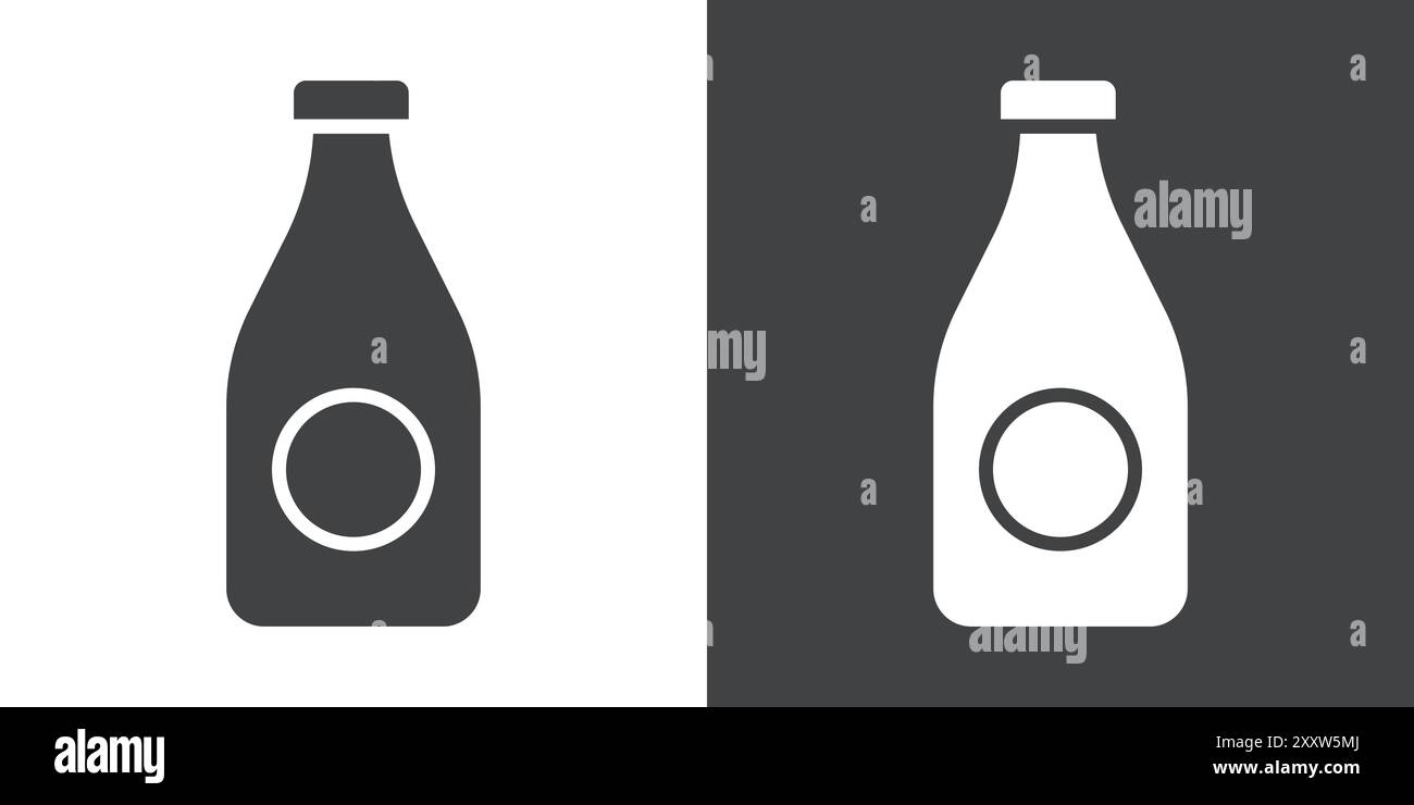 Milk Bottle icon Flat set in black and white color outline vector Stock ...