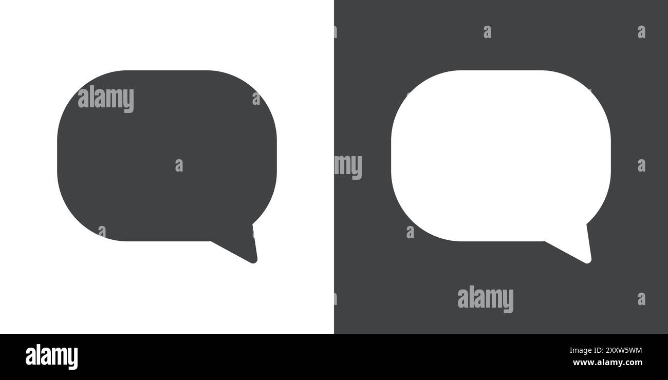 Speech Bubble icon Flat set in black and white color outline vector ...