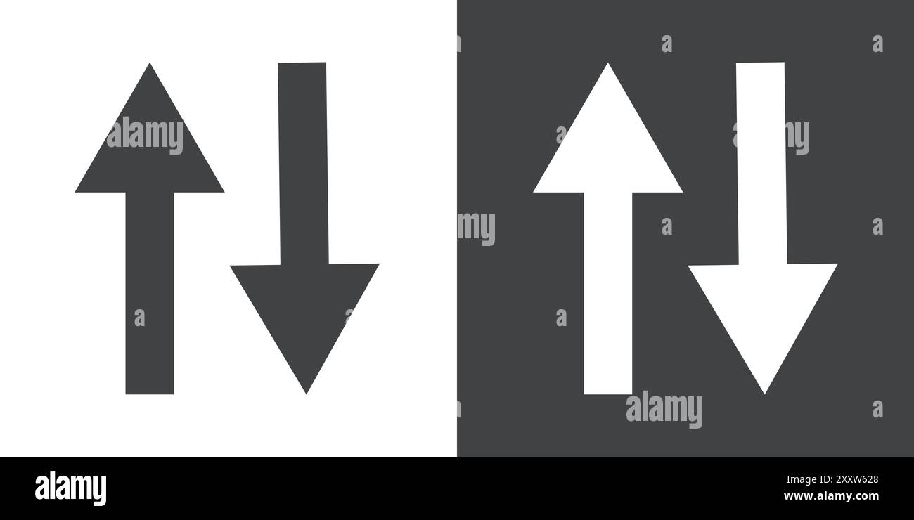 Up and down arrows icon Flat set in black and white color outline ...