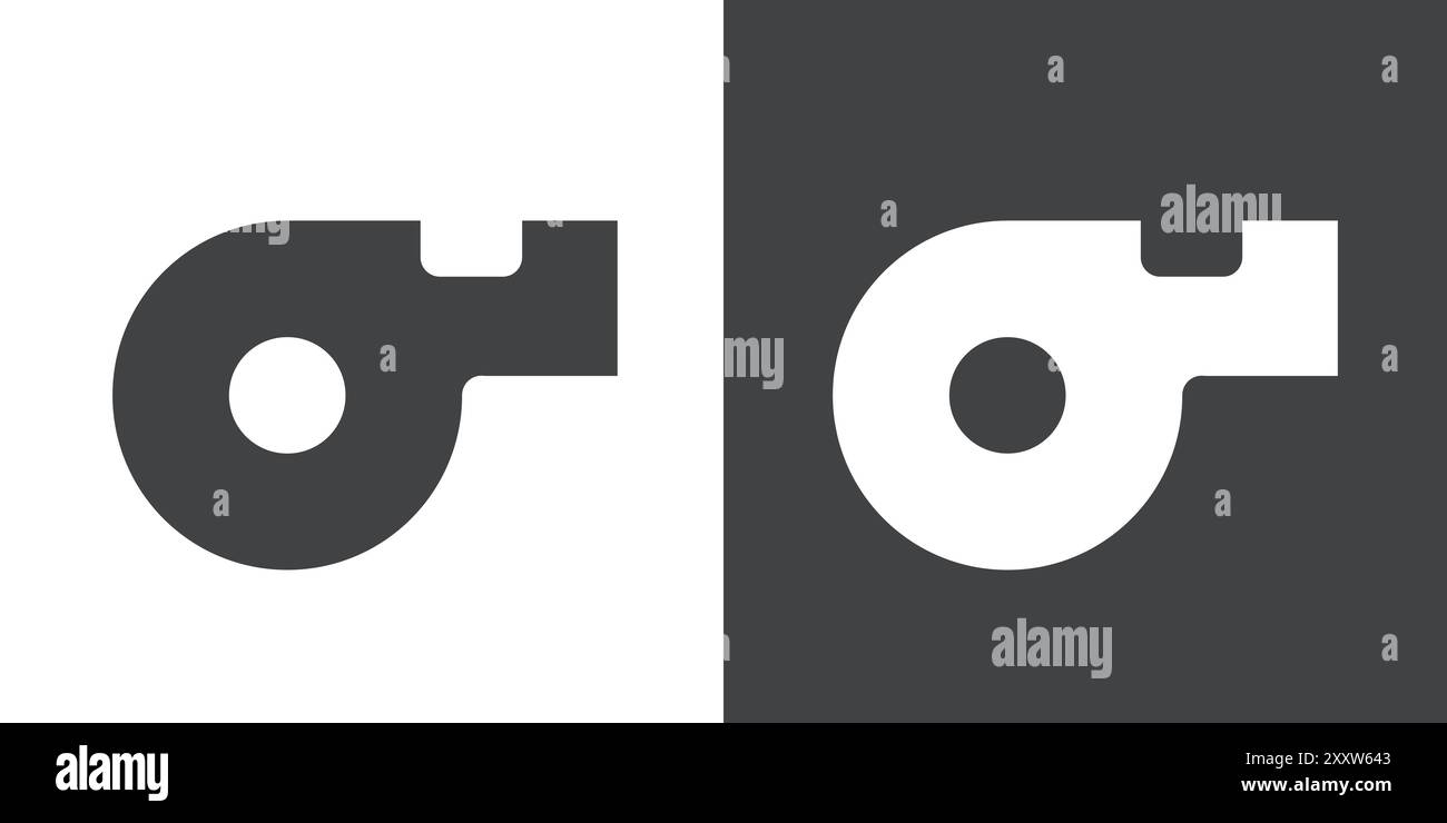 Whistle icon Flat set in black and white color outline vector Stock Vector