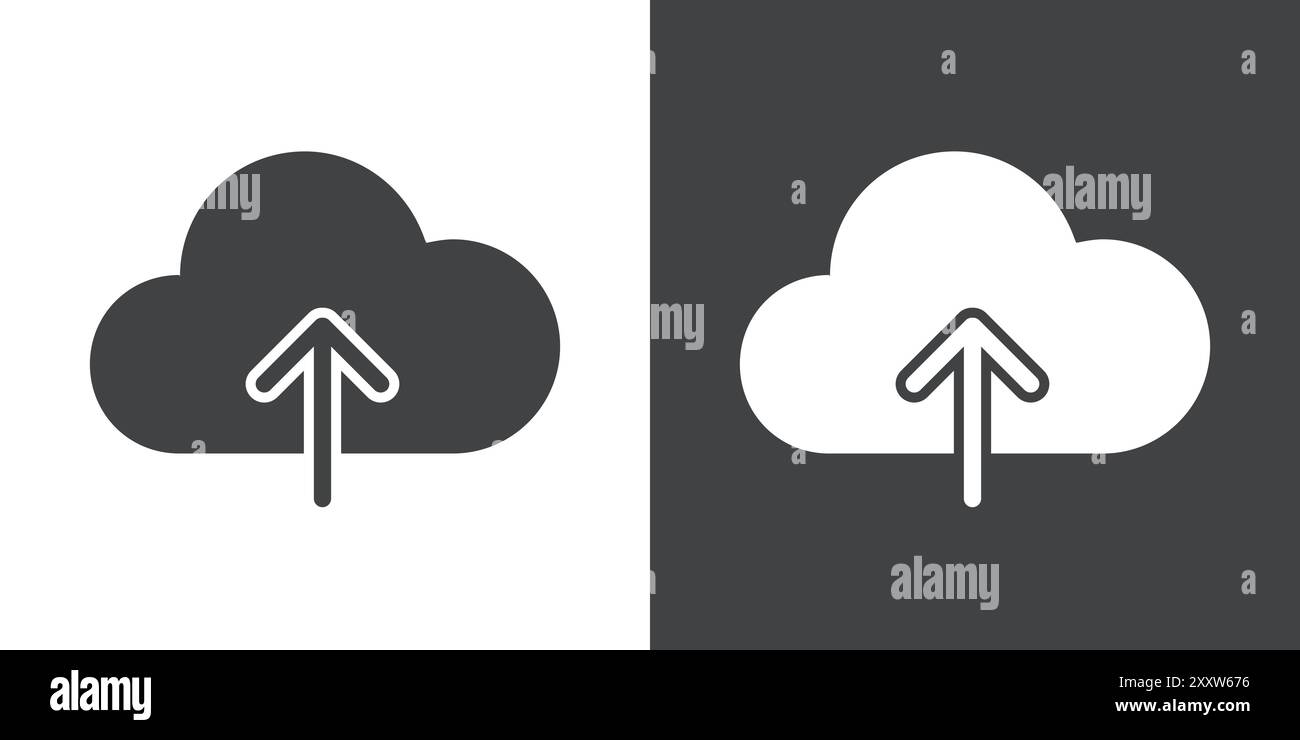 Upload Icon Flat set in black and white color outline vector Stock Vector