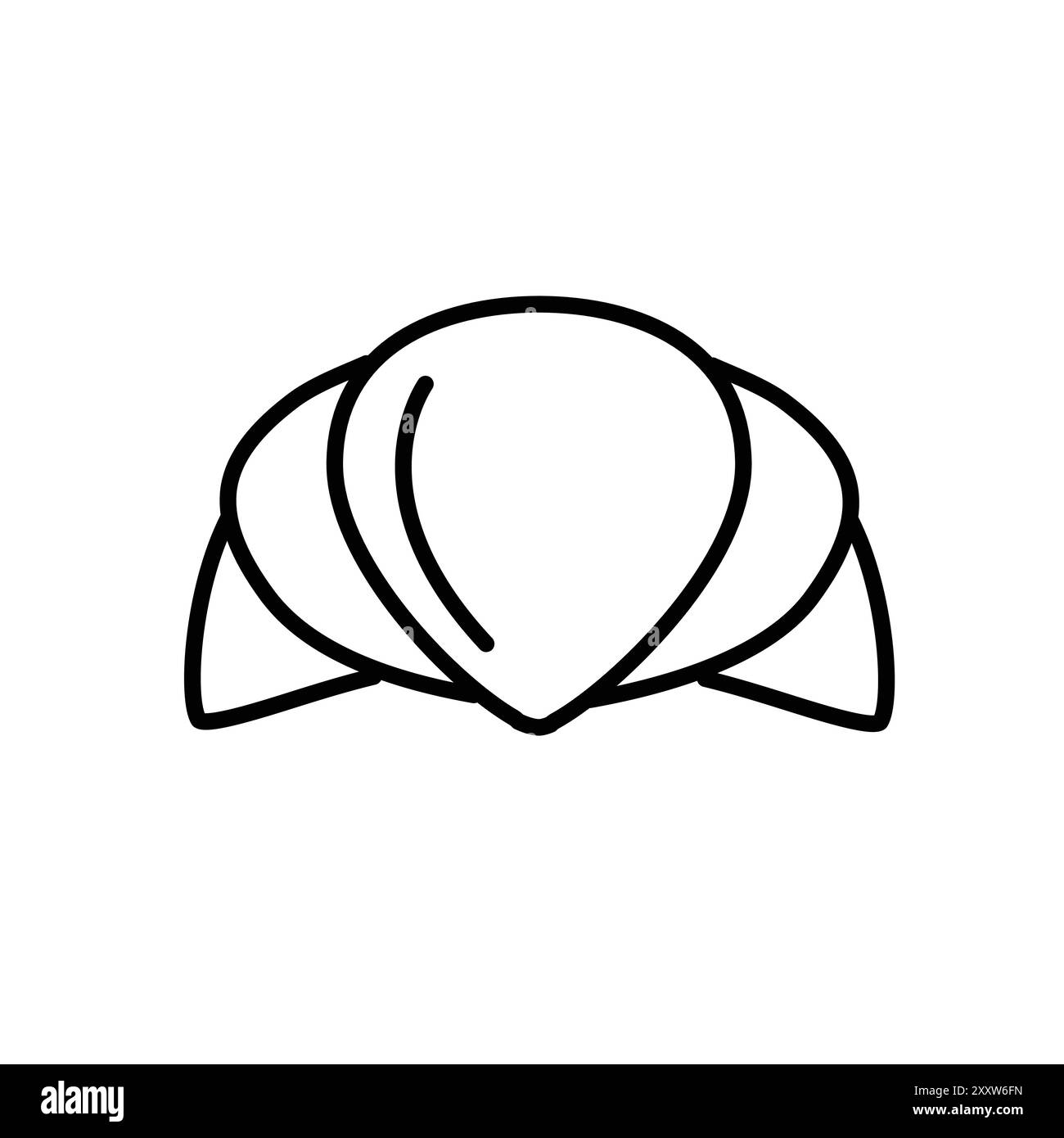 Croissant icon Flat set in black and white color outline vector Stock ...