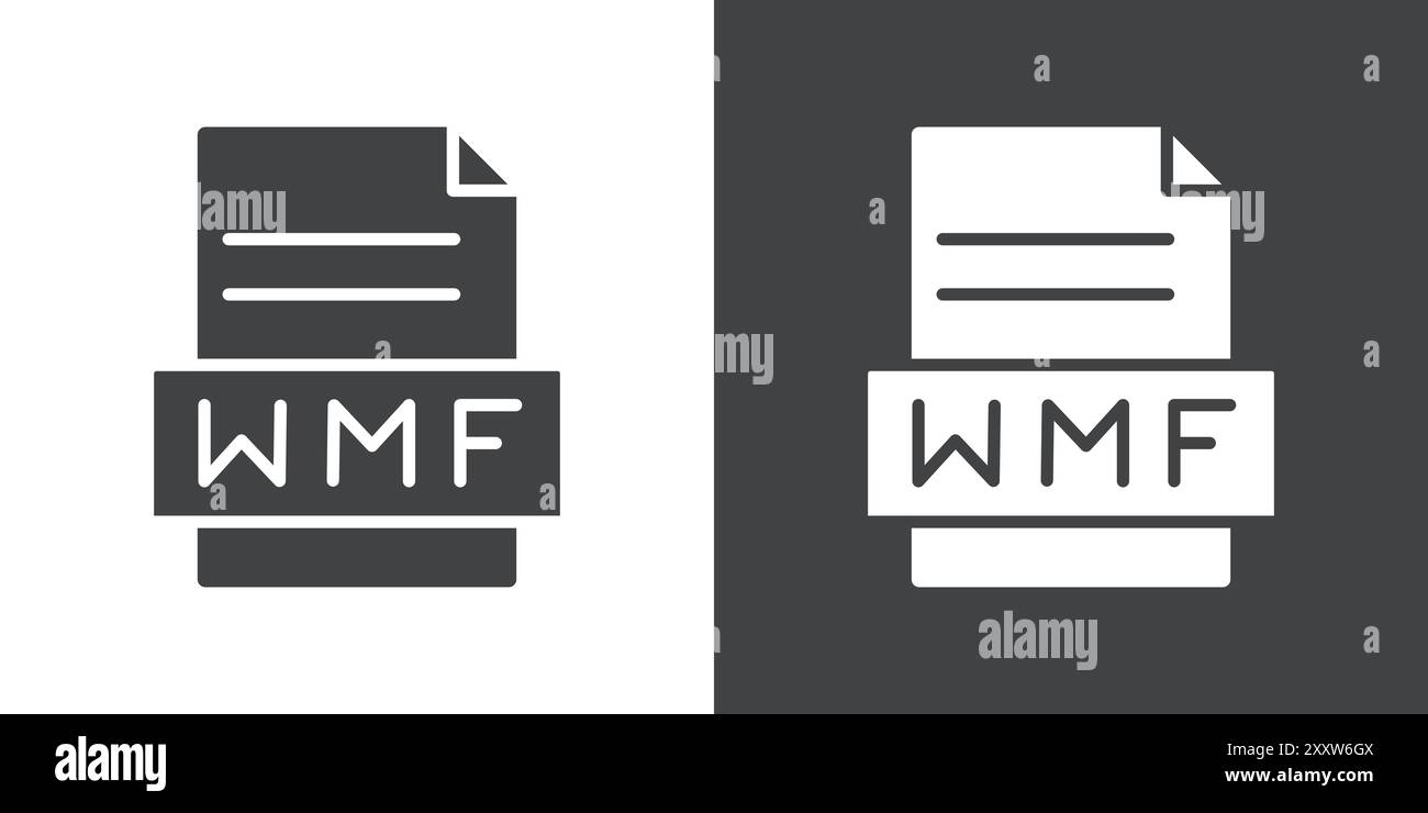 WMF File Document Icon Flat set in black and white color outline vector Stock Vector