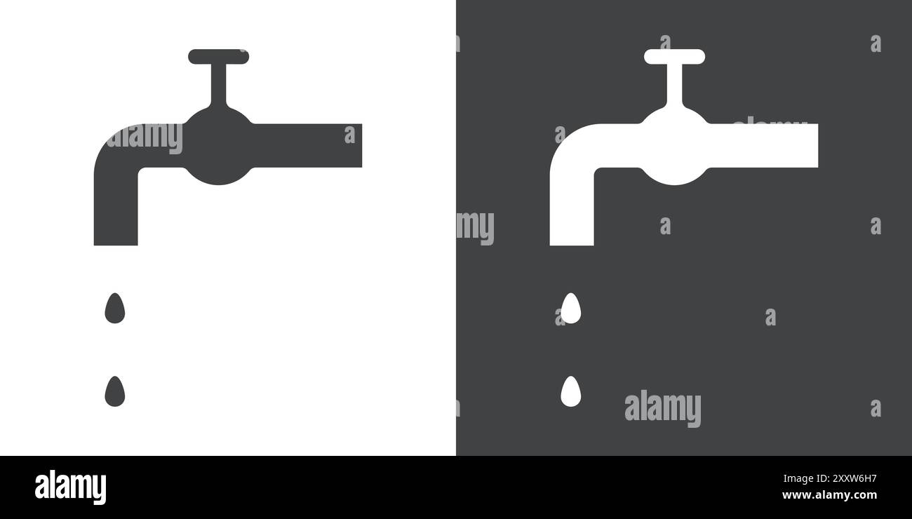 Water tap icon Flat set in black and white color outline vector Stock ...