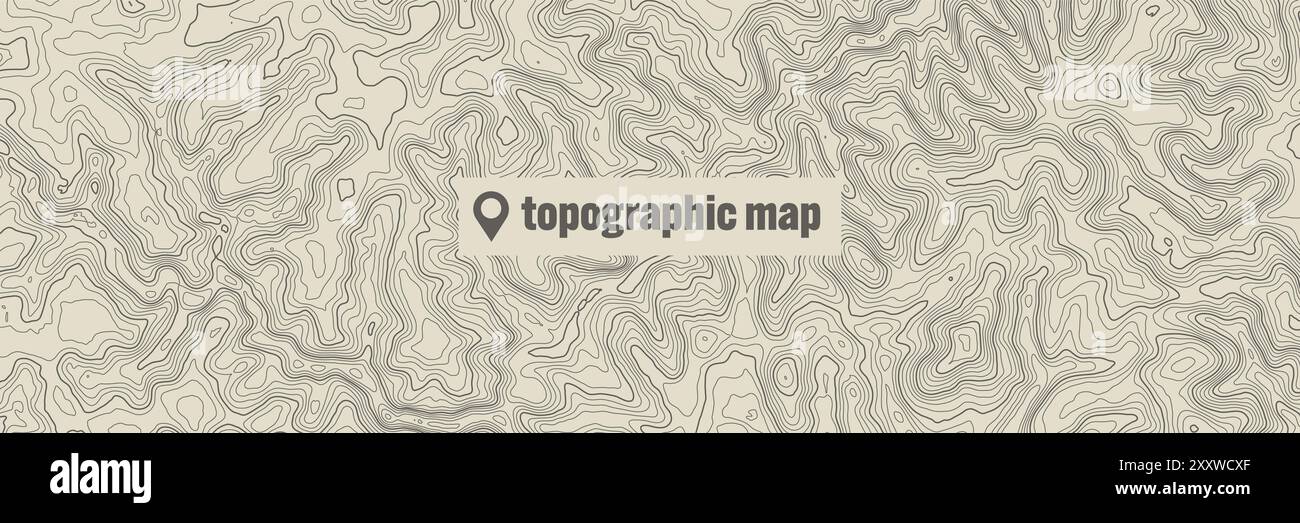 Topographic map with contour lines. Geographic terrain grid, relief ...