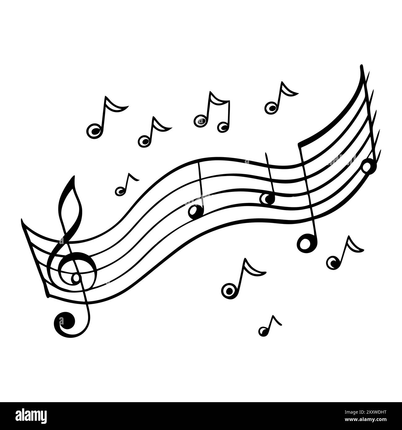 Musical background with notes. Flying music notes. Song notation in ...