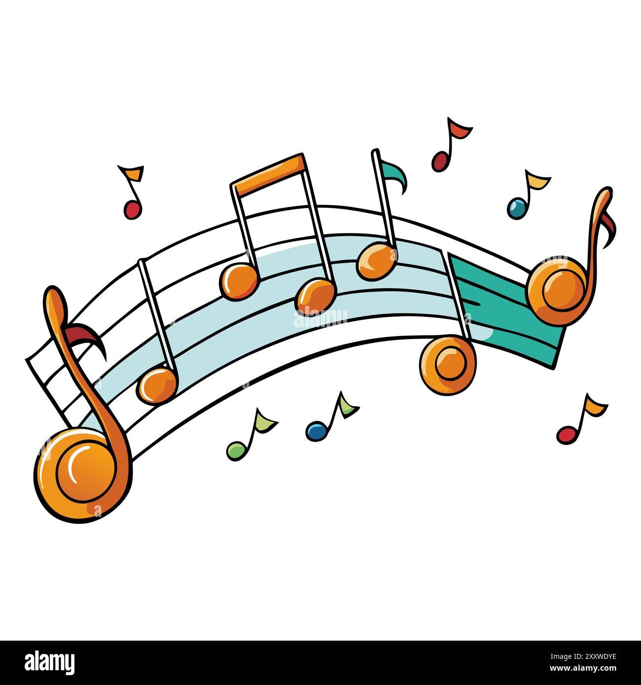 Musical background with notes. Flying music notes. Song notation in ...