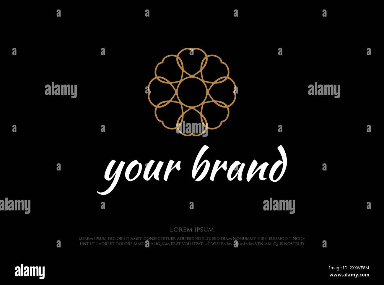 Circle Elegant Golden Luxury Flower Line Pattern Logo Design Vector Stock Vector