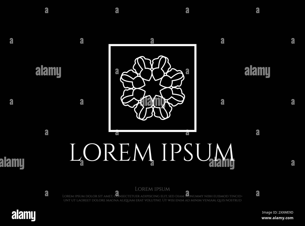 Square Elegant Luxury Flower Line Pattern Logo Design Vector Stock ...