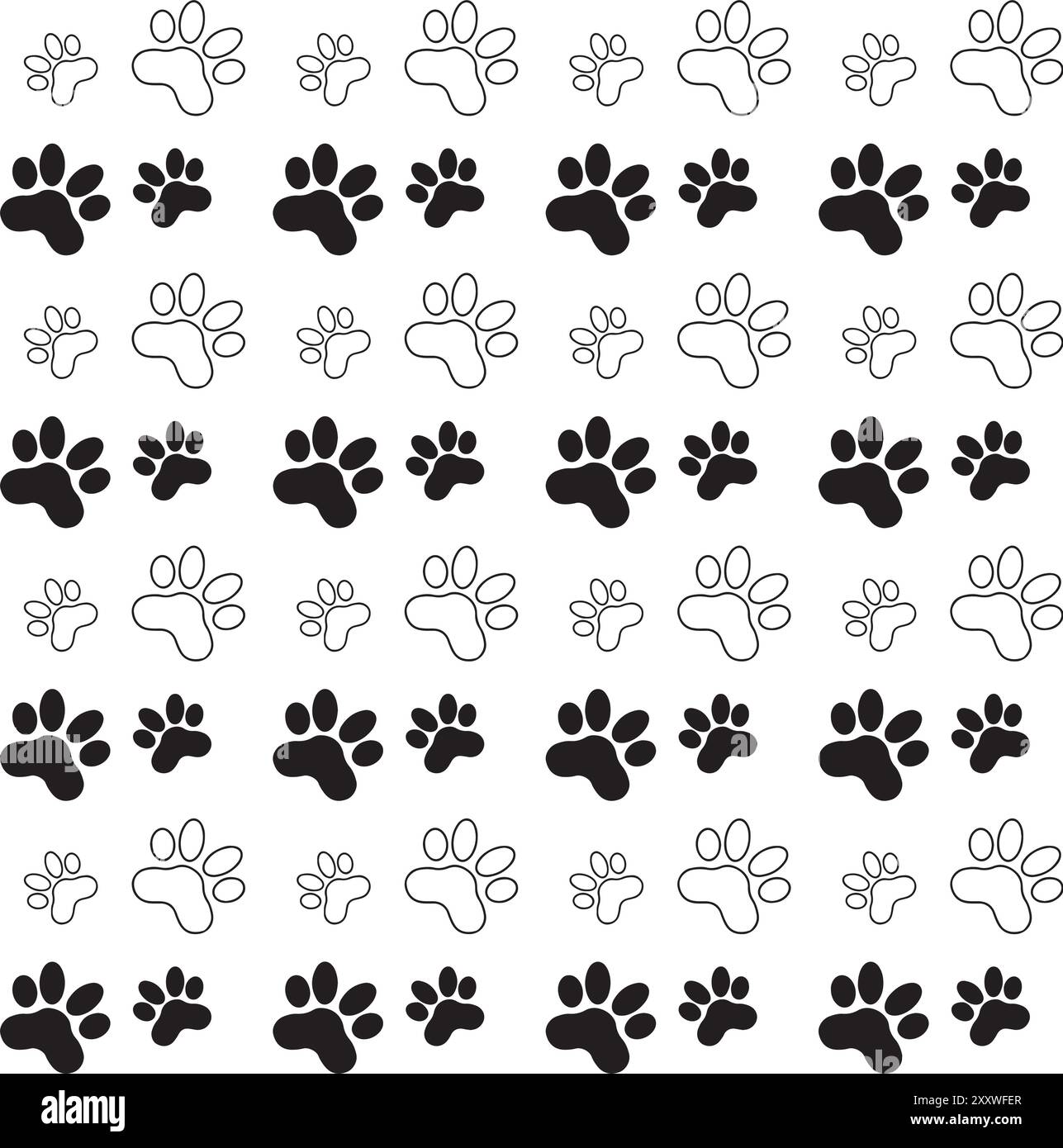 Cute minimal dog paw seamless pattern. dog paw pattern. Vector Illustration Stock Vector