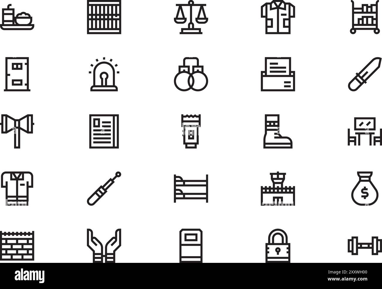 Prison icons collection is a vector illustration with editable stroke ...