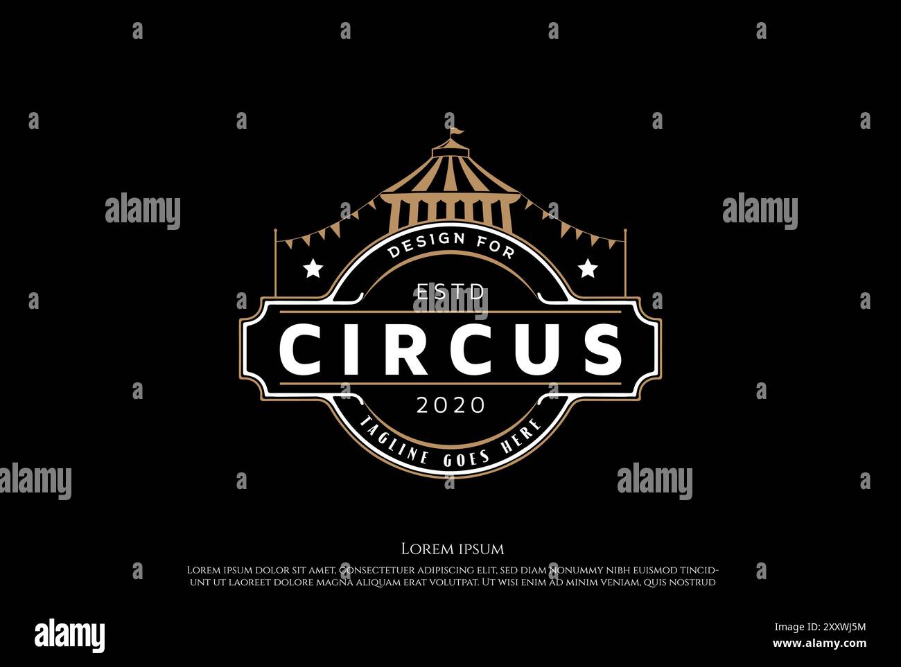 Vintage Retro Circus Tent Badge Label Emblem Sticker Logo Design Vector Stock Vector