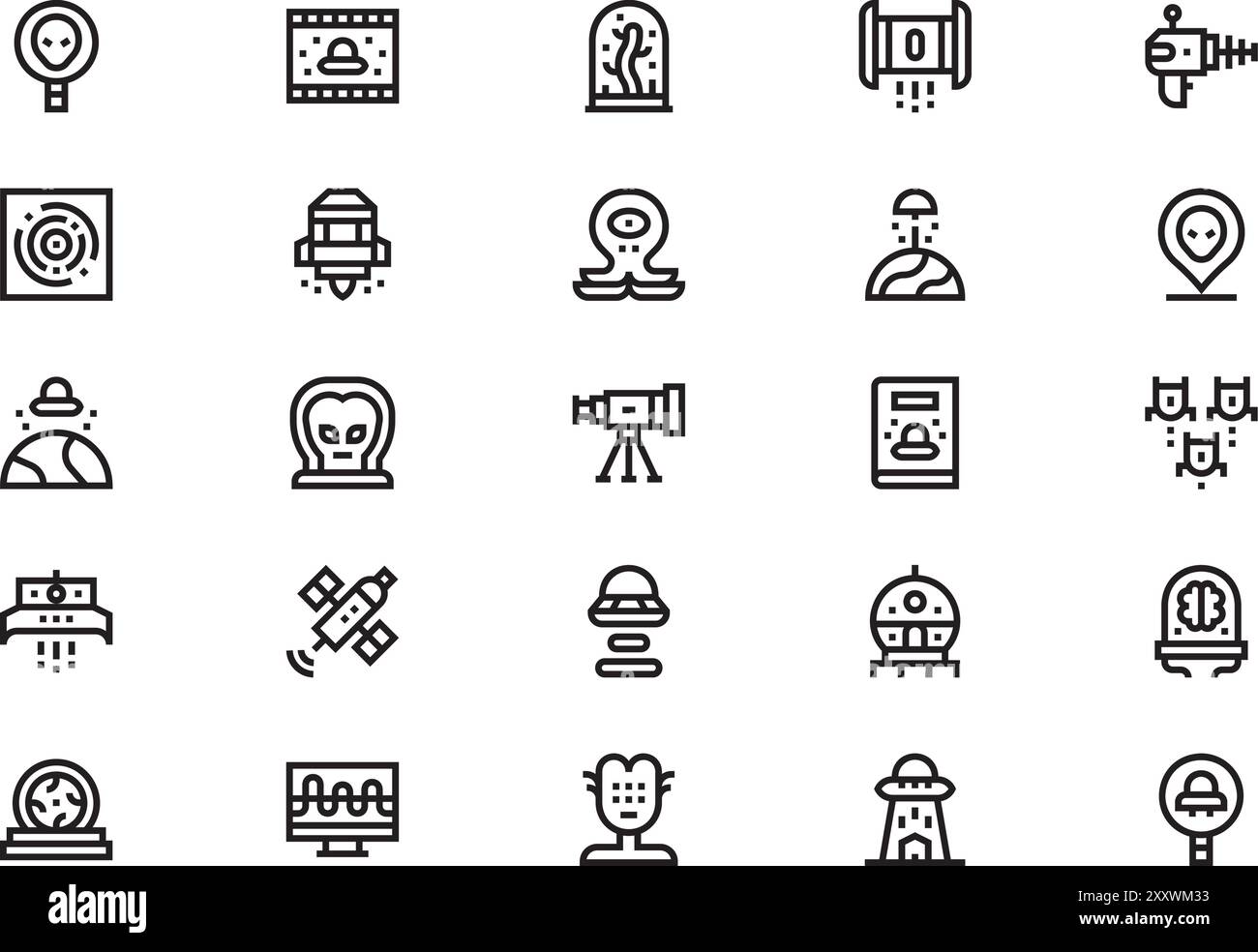 Ufo and aliens icons collection is a vector illustration with editable ...