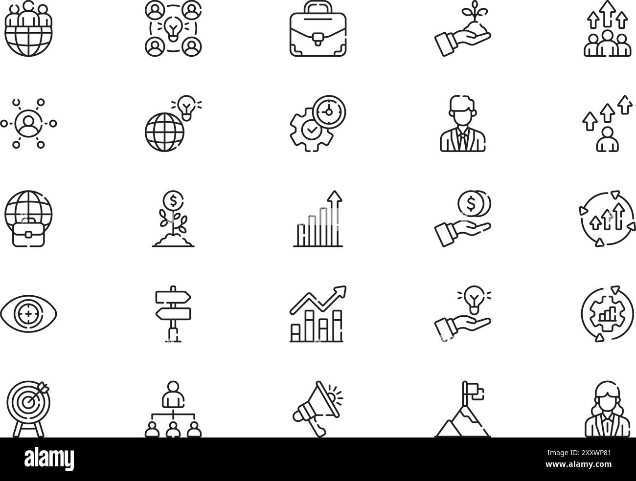 Startups icons collection is a vector illustration with editable stroke ...