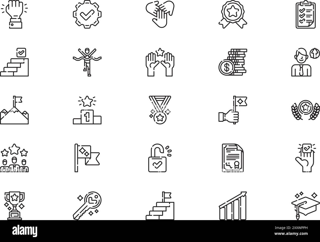 Success icons collection is a vector illustration with editable stroke ...