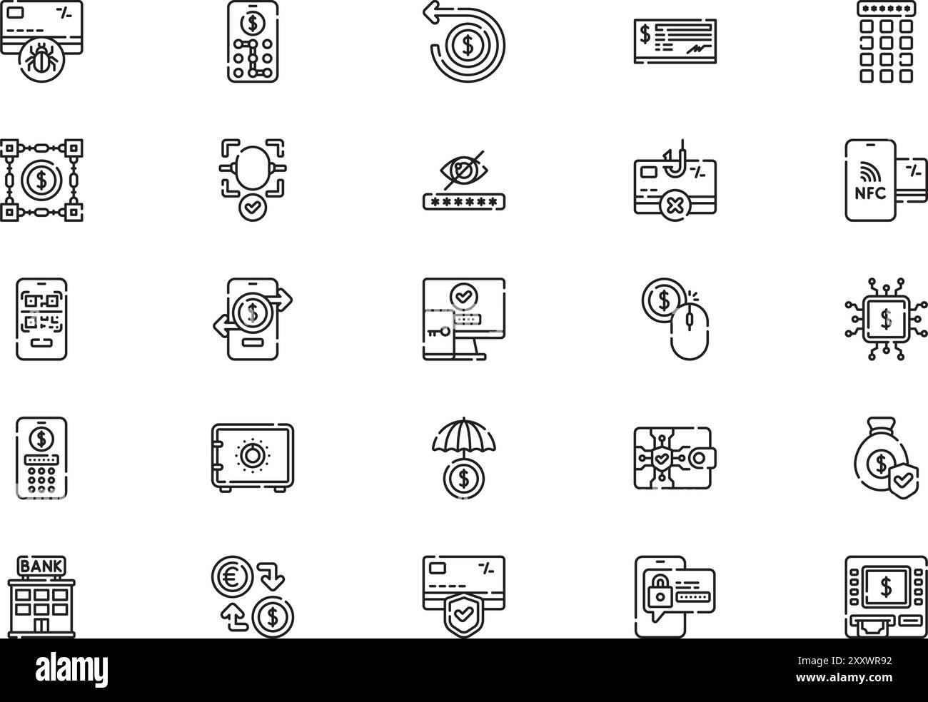 Safe payment icons collection is a vector illustration with editable stroke. Stock Vector