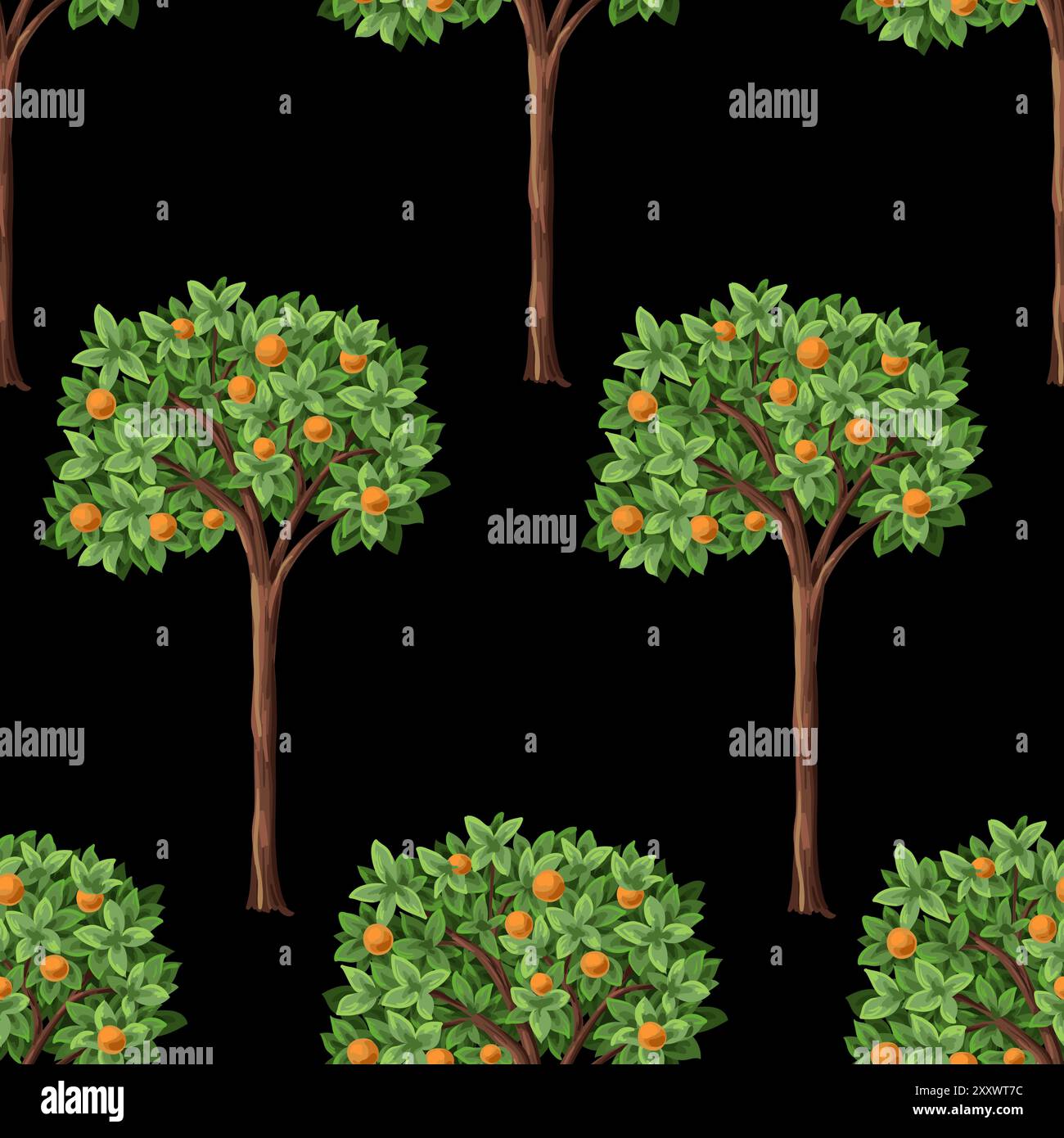 Seamless pattern with orange trees isolated. Vector Stock Vector Image ...