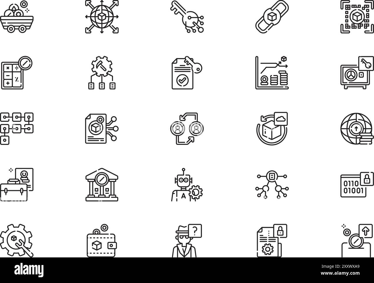 Blockchain icons collection is a vector illustration with editable ...