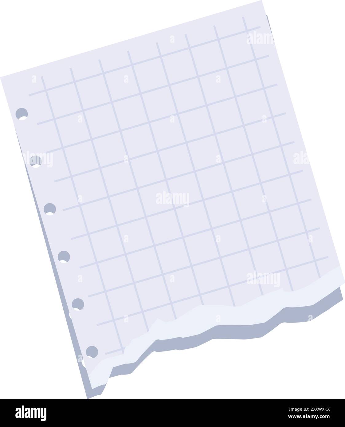 Blank sheet of squared paper is being folded on a white background