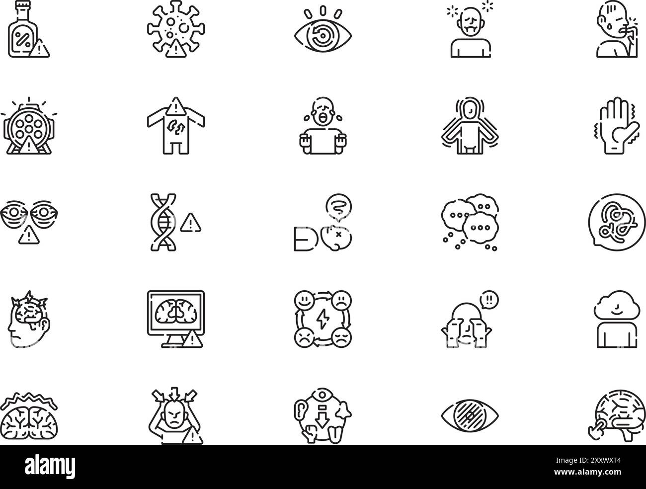 Epilepsy icons collection is a vector illustration with editable stroke. Stock Vector