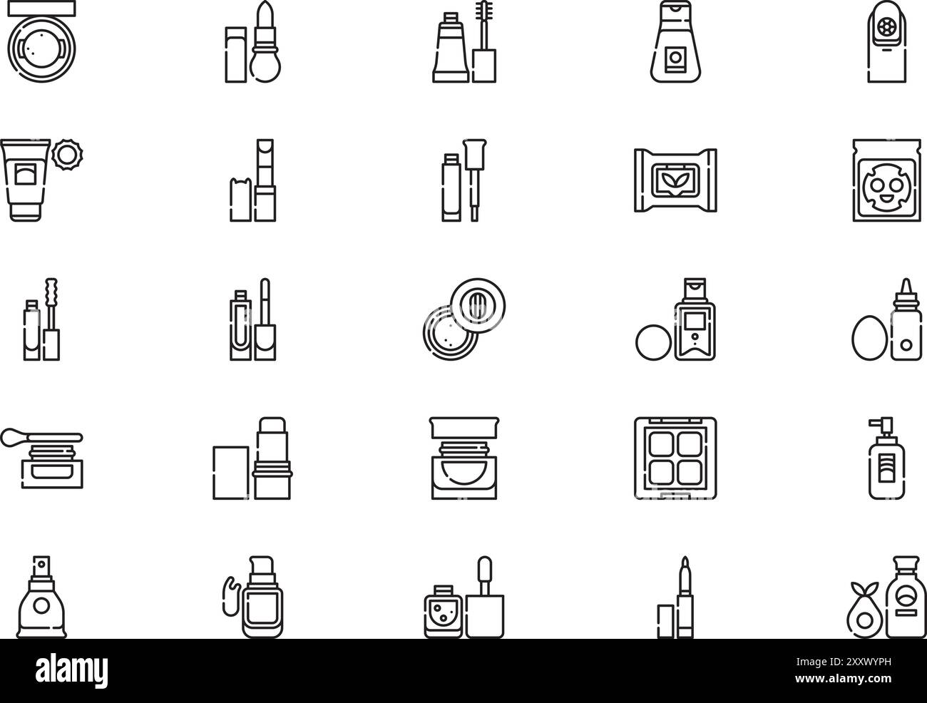 Korean cosmetics icons collection is a vector illustration with ...
