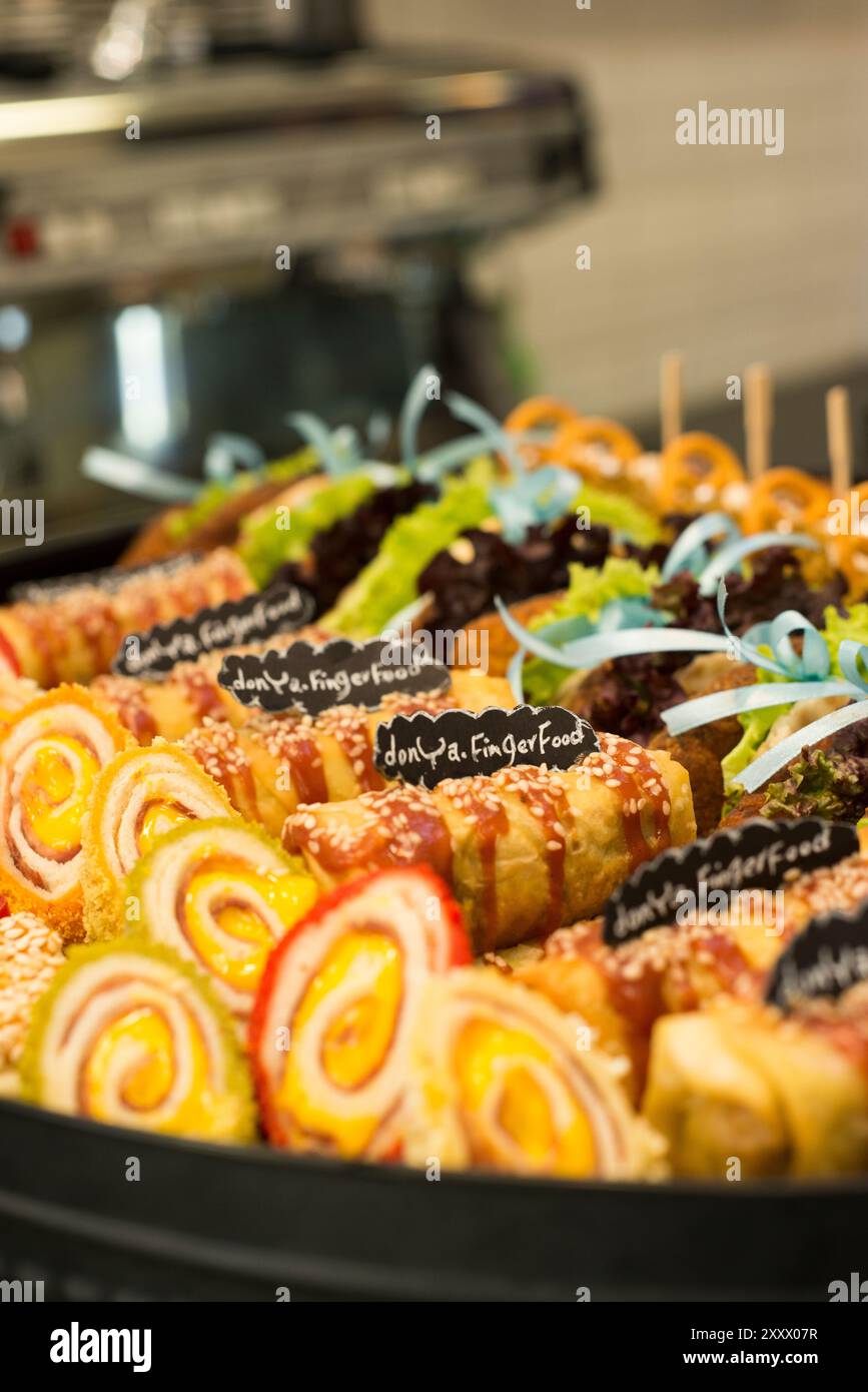 A rainbow of flavors rests upon the platter, each bite a promise of delight and a feast for the senses Stock Photo