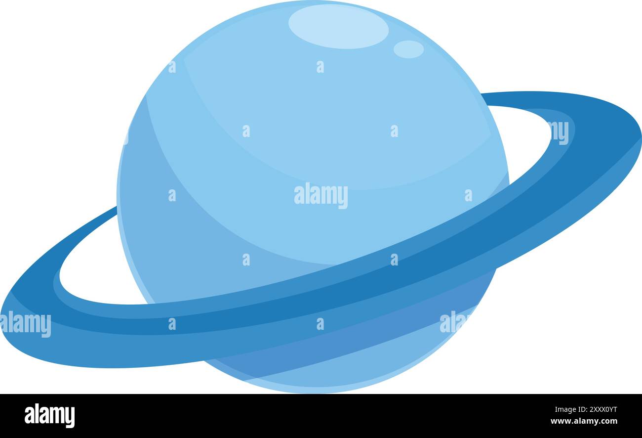 Blue planet with a ring system is orbiting in the vast expanse of 