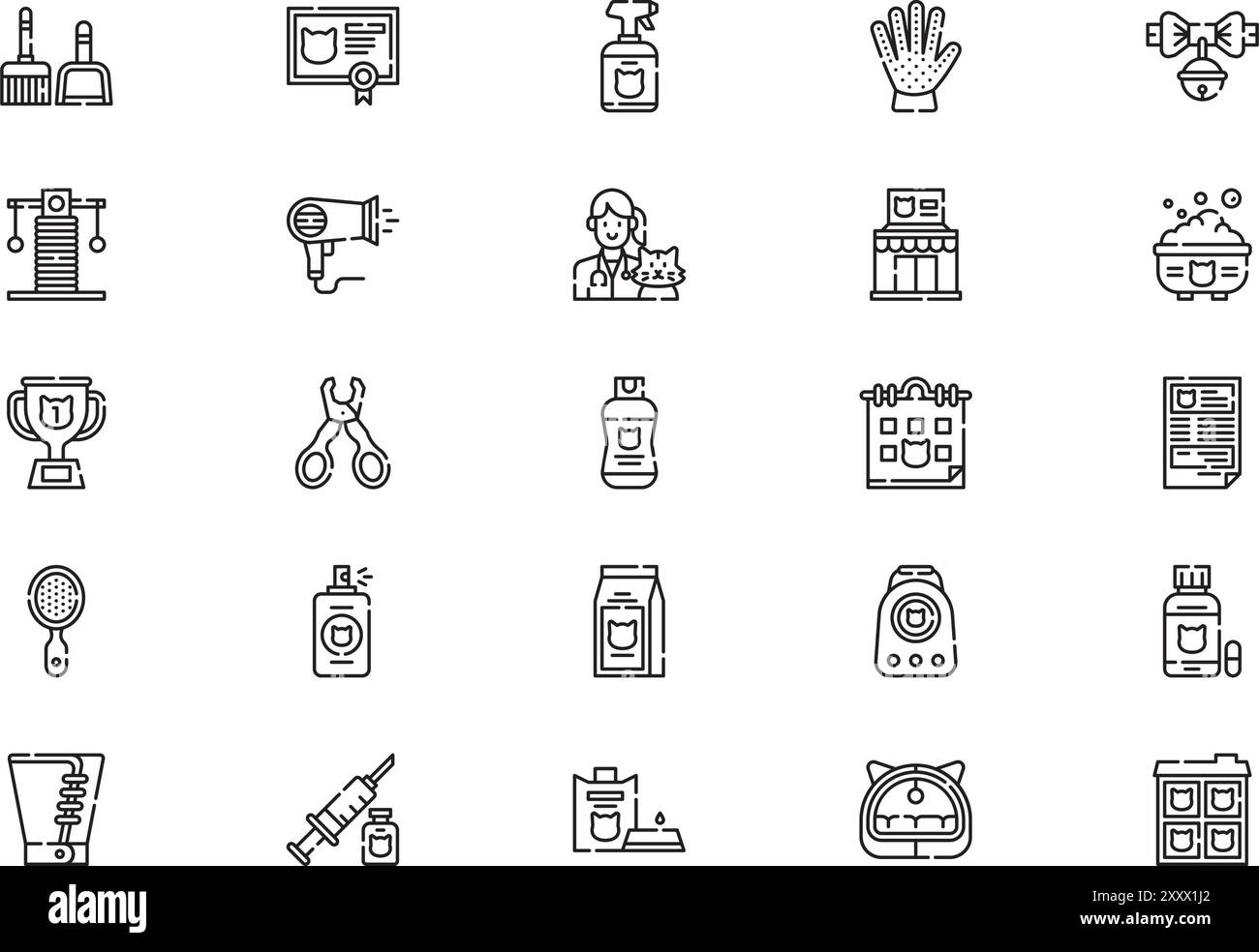 Cats icons collection is a vector illustration with editable stroke ...