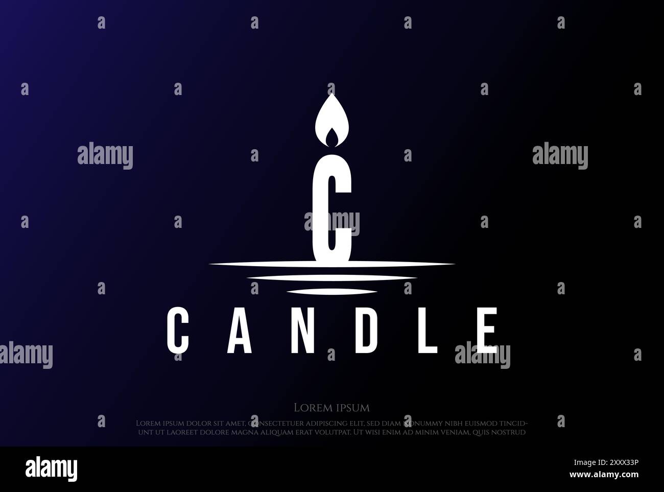 Simple Minimalist Initial Letter C for Candle Light Flame Fire Logo Design Vector Stock Vector