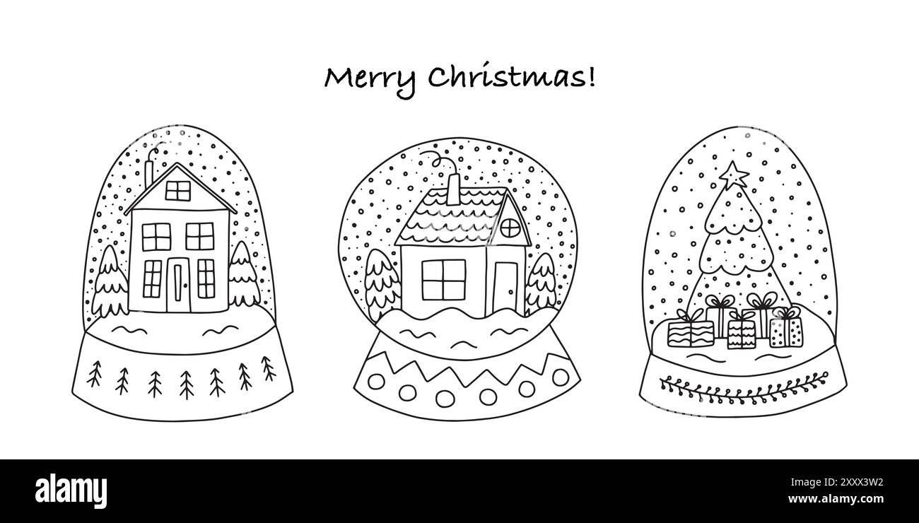 Christmas snow globe sketch Stock Vector Images - Alamy