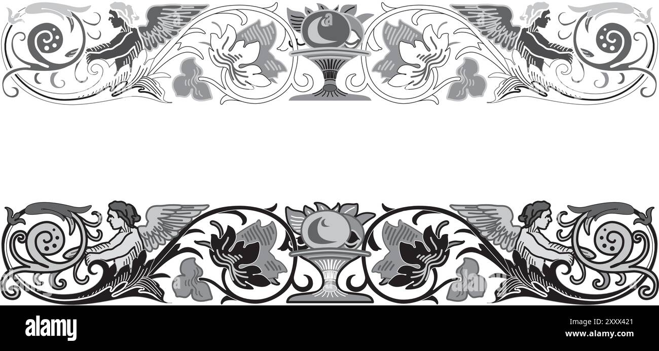 Chapter Swirls Retro chapter dividers swirl floral ornament bookmarks sketch set ...