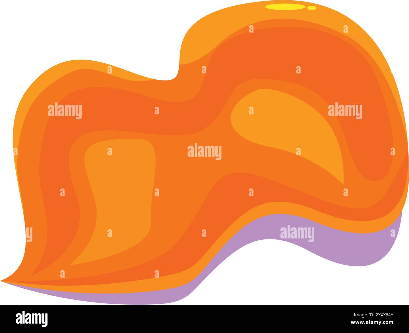 Abstract orange shape is flowing and forming a wave with a purple ...