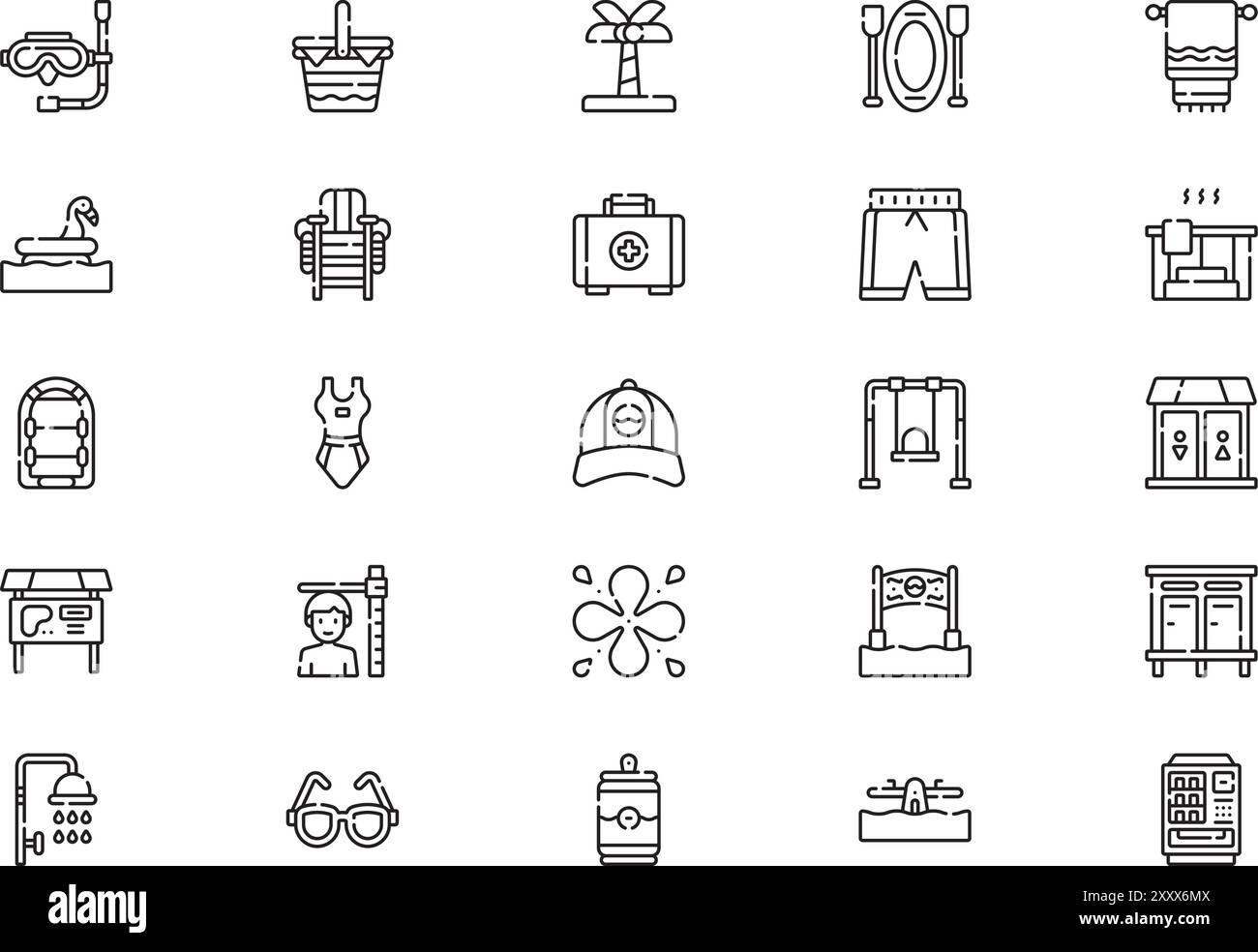 Water Park Icons Collection Is A Vector Illustration With Editable 