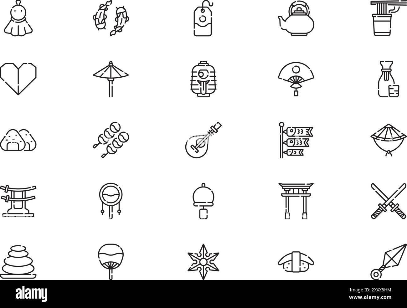 Japan icons collection is a vector illustration with editable stroke ...