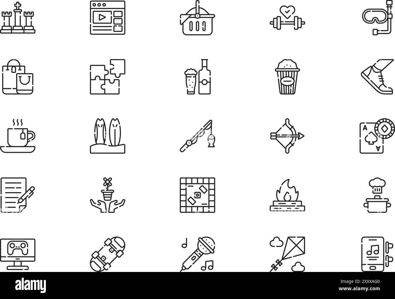 Hobbies and freetime icons collection is a vector illustration with ...
