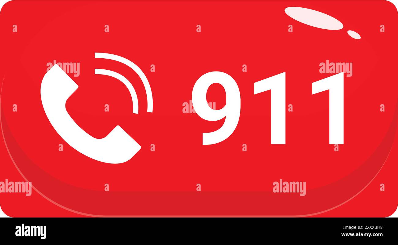 Red emergency button with the universal emergency number 911 and a